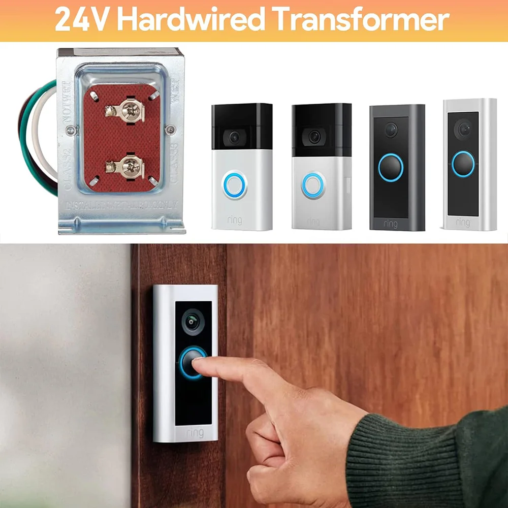 24V 40VA Thermostat and Doorbell Transformer, All Versions of Ring Doorbell