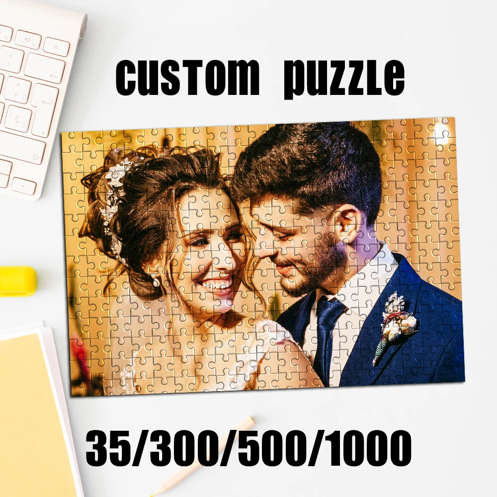 Personalized Custom Photo Puzzle Customized Romantic Wedding Couple Sweet Snuggling for Adults Family Gifts Kid Educational Toys