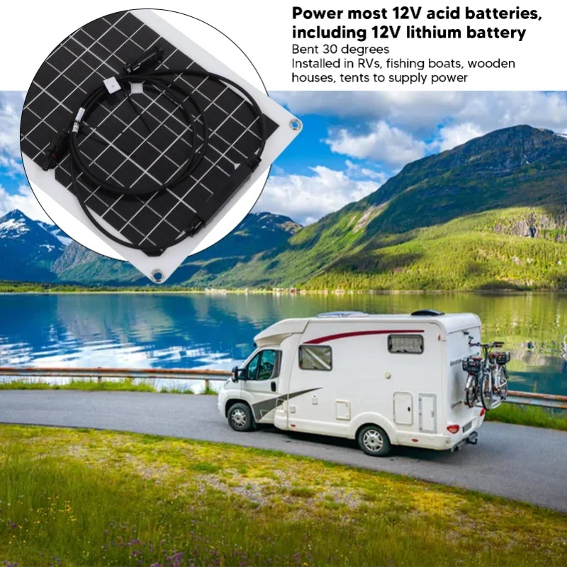 Flexible Solar Panel Monocrystalline PV System Components 15W 12V Battery Charge Power Portable For Camping Home RV