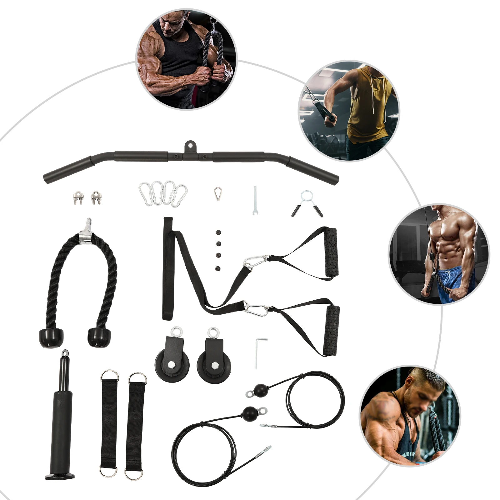 

Сверхмощный шкив 120 кг, домашний тренажер для тренировок с кабелем для силовых тренировок всего тела, бесшумные ролики, противоскользящая ручка