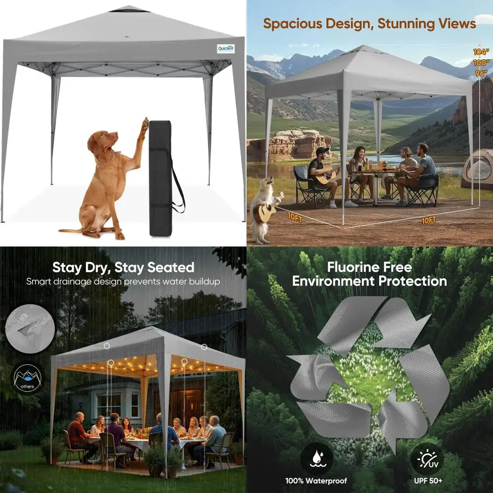 

Portable Instant Setup Canopy Tent, 10x10 for 1 Person, Compact & Waterproof, UV Protection, Ideal for Outdoor Activities