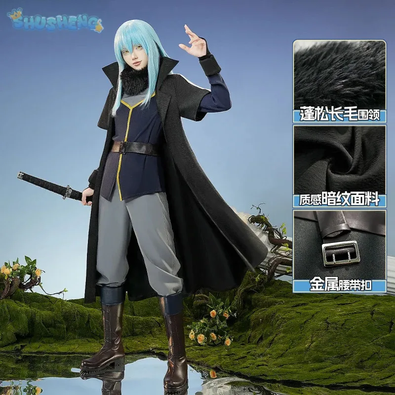

XT8Rimuru Tempest That Time I Got Reincarnated as a Slime Cosplay Costume Coat scarf pants belt gloves Halloween handsome uXT6@!
