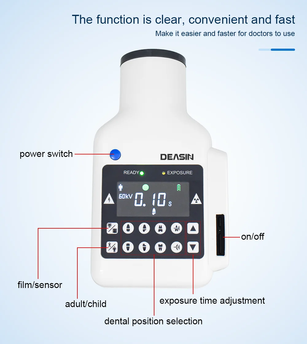 DEASIN Dental Hand-held Portable High Frequency X-ray unit machine with Digital Sensor Rvg dental image system
