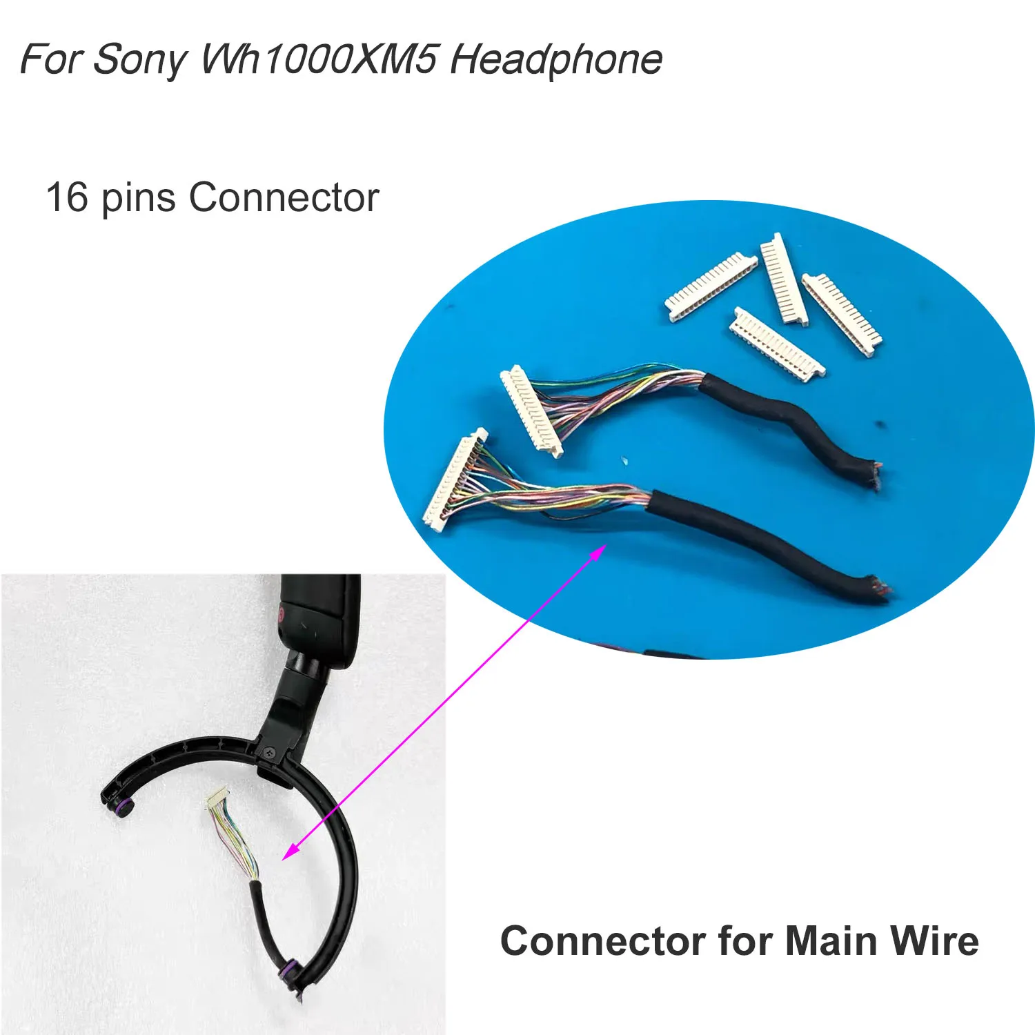 

A 16 Pins Wire Terminal Connector For SONY WH-1000XM5 Wireless Headphones Main Wire Connector Replacement