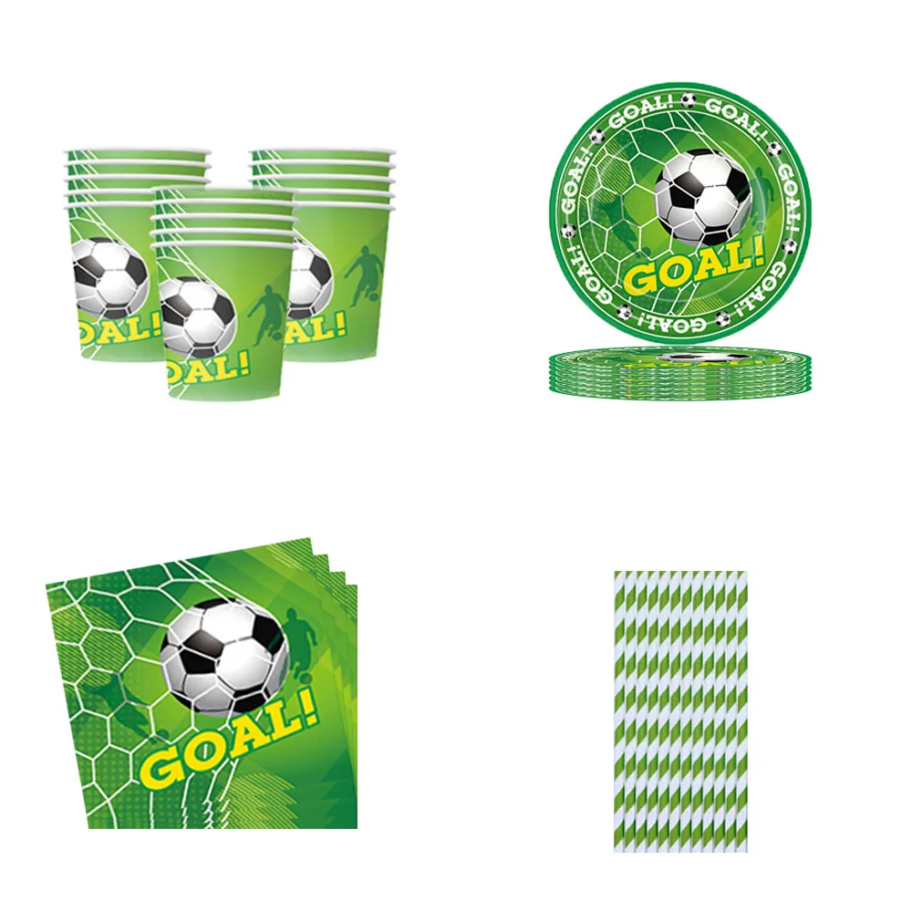 Green Football Birthday Party Decorations Kids Disposable Tableware Set Baby Shower 10-20 People Sport Game Party Decor Supplies