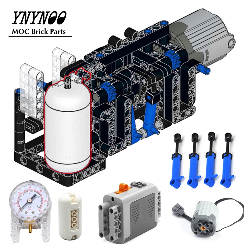 

NEW Technical MOC Pneumatic Pump Compact Building Blocks Model with 64065 75974 Airtank Pressure Gauge Manometer MOC Parts Toys