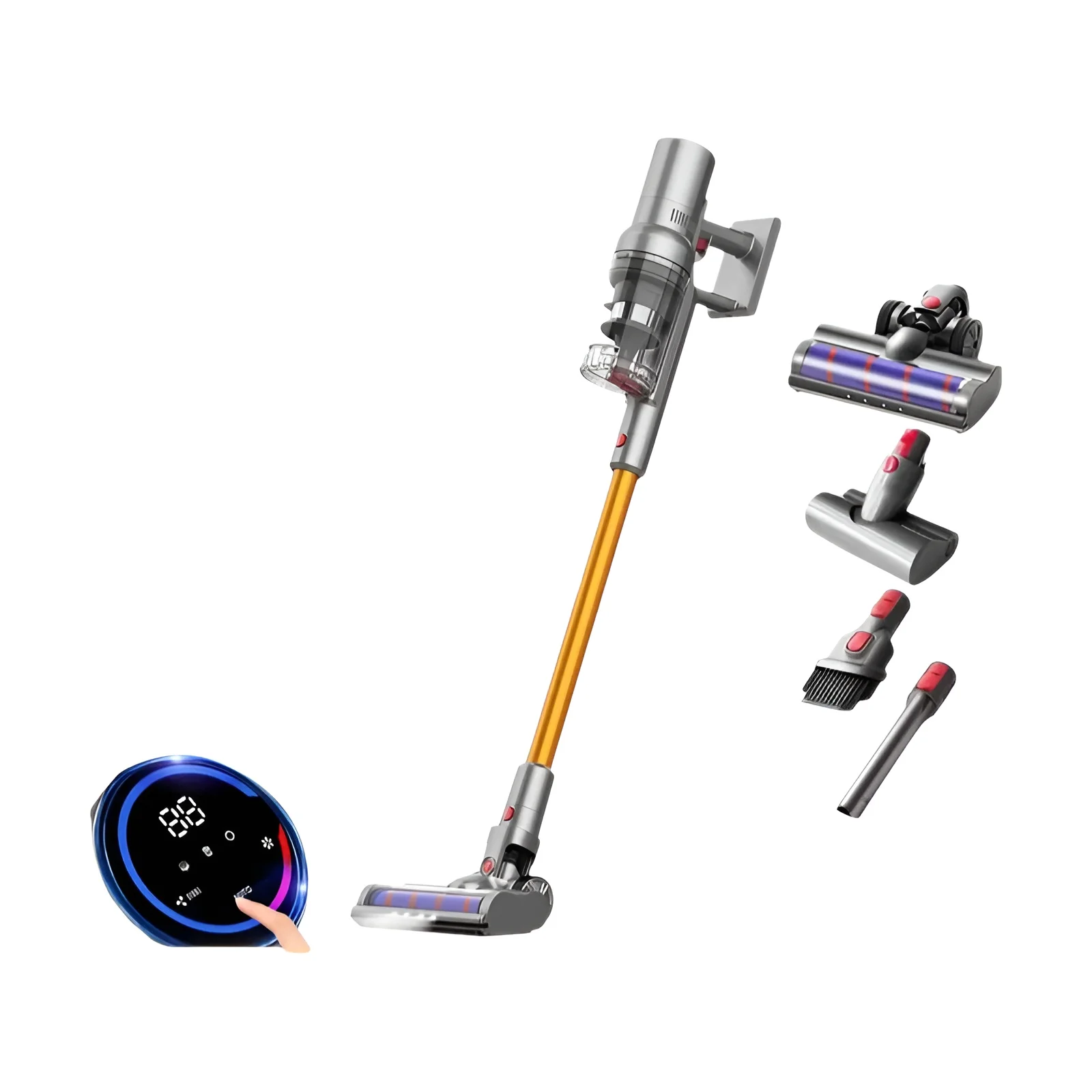 (Código promocional: ROT120)Aspirador de Pó Portátil Sem Fio ABIR VC205, 27000PA, Sensor de Poeira Inteligente, Tela de Toque LED, Controlo Automático de Velocidade, Eliminador Portátil de Ácaros