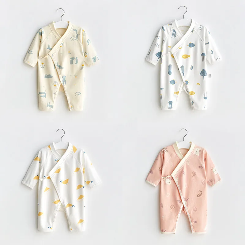 

Spring Autumn 0-9M Newborn Baby Cotton Romper Cartoon Printed Comfort Outfit Infant Babe Boy Girl Long Sleeve Bodysuit Sleepwear