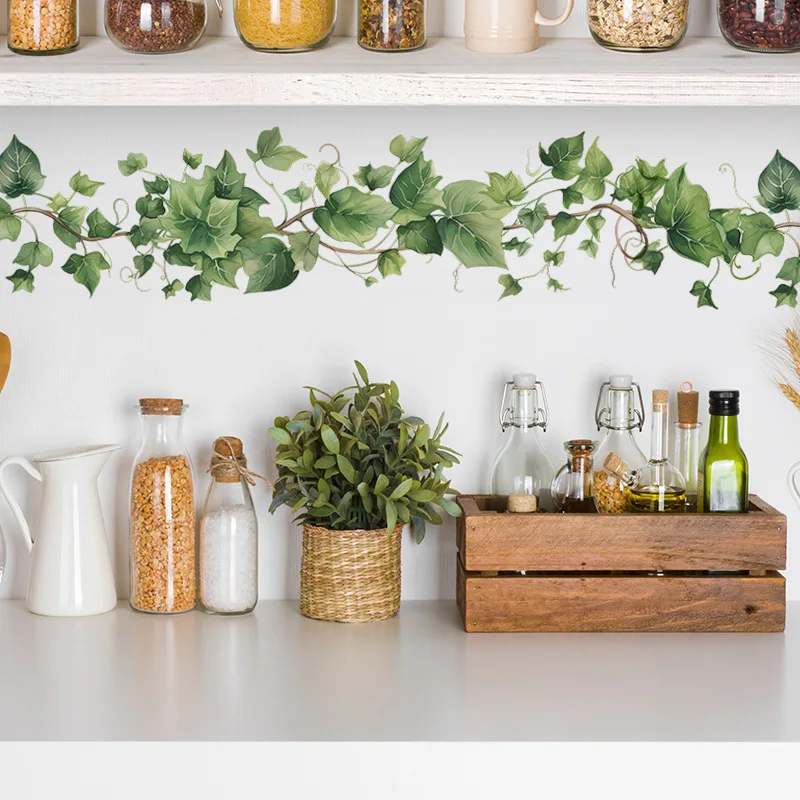 

Green Leaf Vine Wall Sticker Home Decoration Waterproof Self-adhesive Stickers Bedroom Living Room Decor Wall Art Poster Decals