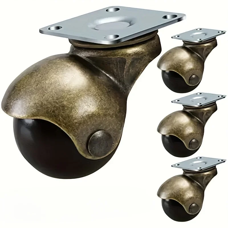 4pcs 2 inches furniture caster bronze flat universal wheel with brake sofa seat mute ball wheel