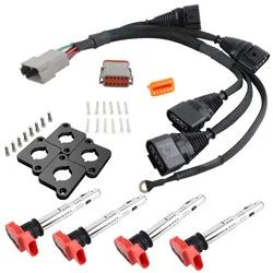 Ignition Coil Packs + Conversion Harness Kit & ICM For Audi A4 VW Passat B5 Golf Jetta 1.8T to 2.0T FSI R8