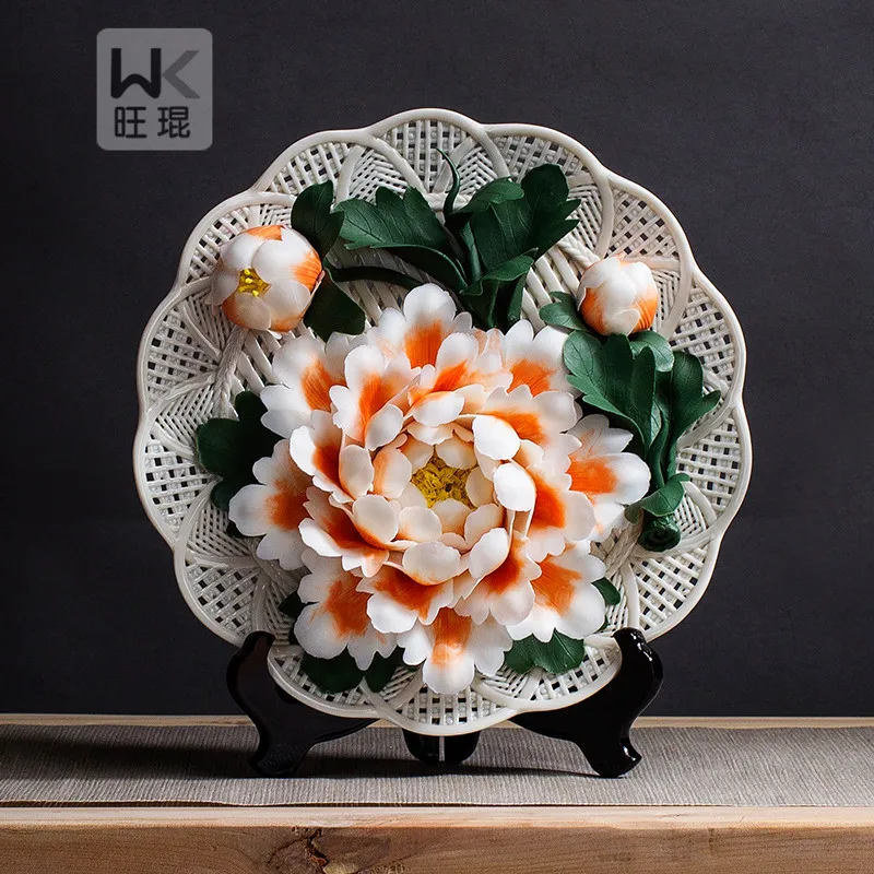 

3D Peony Flowers Decorative Dishes, Porcelain Plates, Home Decor Crafts, Room Decoration Accessories