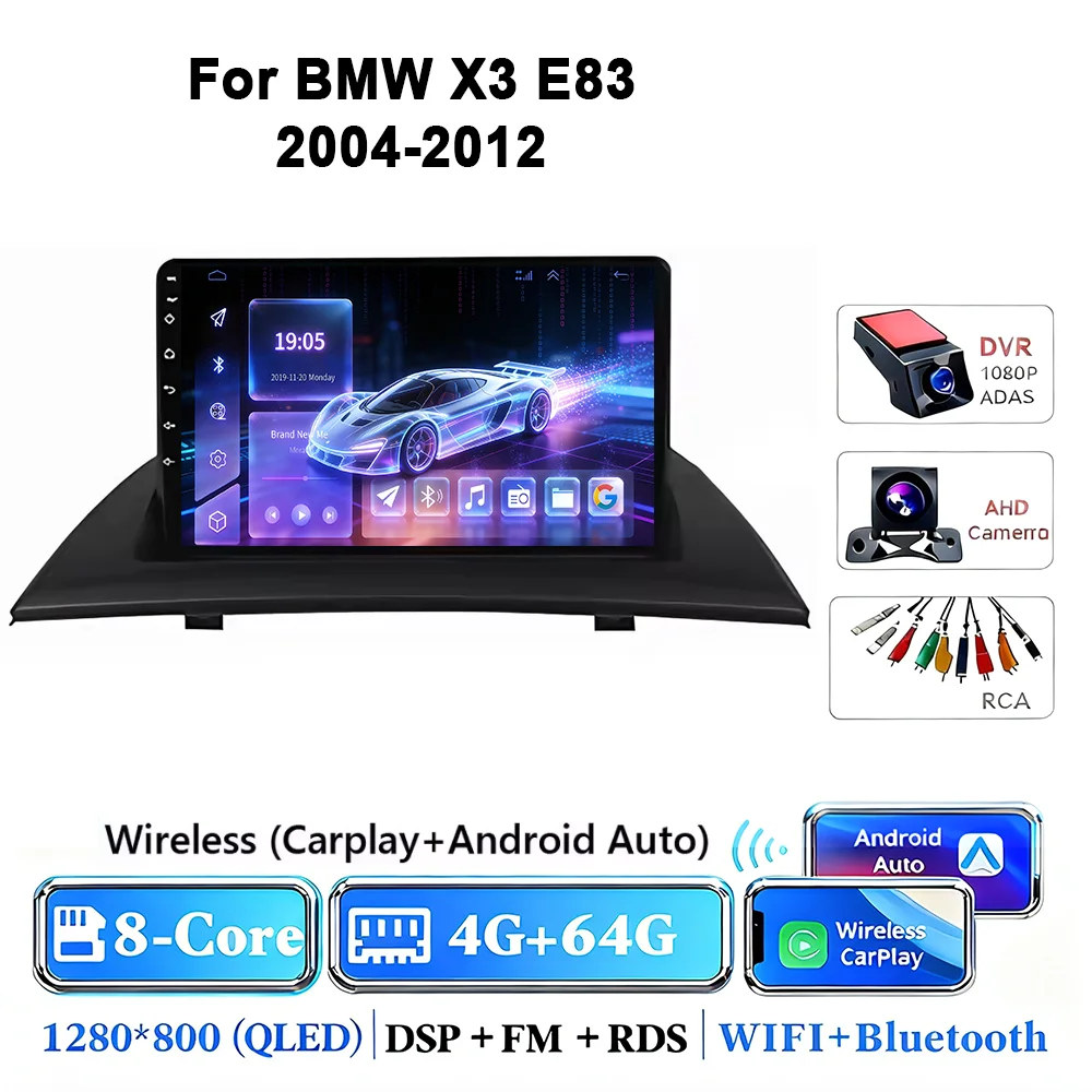 Android 17 autoradio voor BMW X3 E83 2004-2012 multimediaspeler GPS draadloze Carplay navigatiescherm monitor head unit stereo