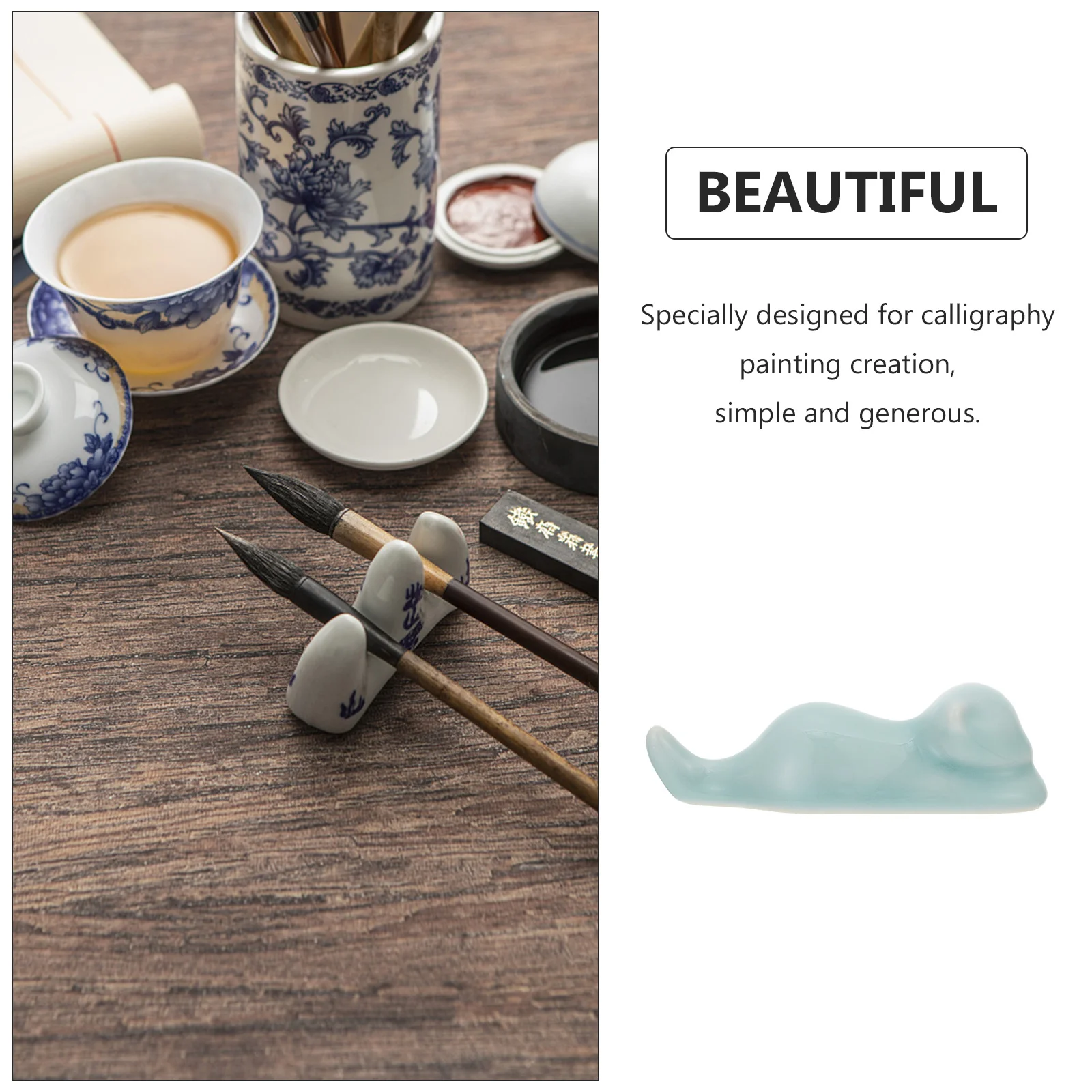 

Calligraphy Pen Rack Ceramic Brush Holder Exquisite Detailing Stable Base for Ink Pens Line Drawing Tools Writing Painting Desk