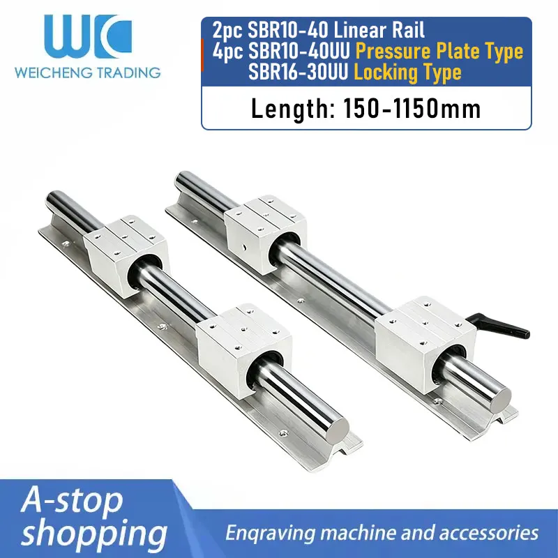 Dual‑Rail Steel‑Cage & Lock‑Cage SBR Linear Kit SBR10‑SBR40 UU Sliding Block 150‑1150MM For CNC Machinery