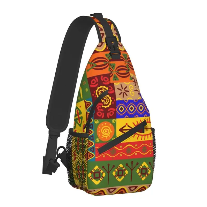 Cool Ethnic Tribal African Exotic Pattern Sling Bag for Traveling Men Africa Culture Chest Crossbody Backpack Shoulder Daypack