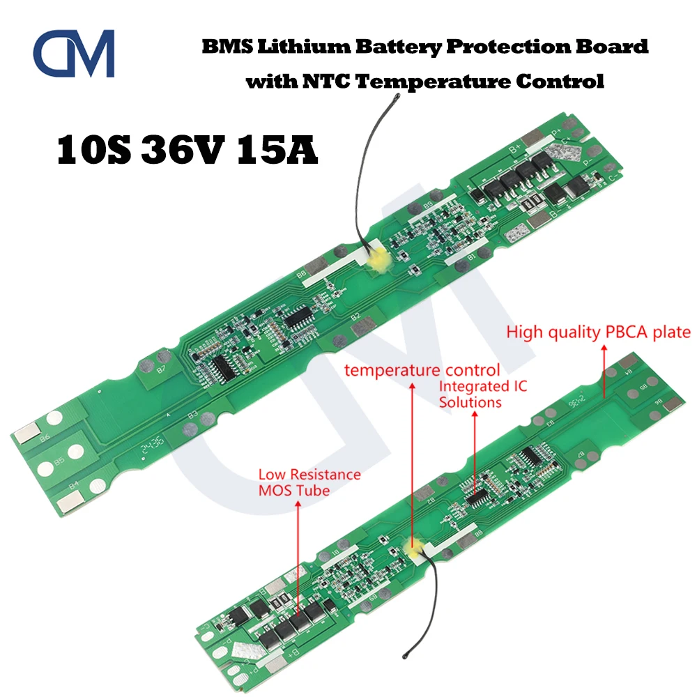 10S 36V 15A بطارية ليثيوم أيون لوحة حماية منفذ سبليت مع التحكم في درجة الحرارة NTC ل سكوتر كهربائي 18650 بطارية حزمة BMS #1