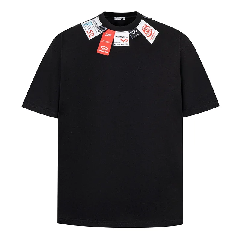 

Men's Fashion High Street Hip Hop T Shirts Personality Design Loose Fit Vibe Style Y2K Tees Summer Short Sleeve Tops
