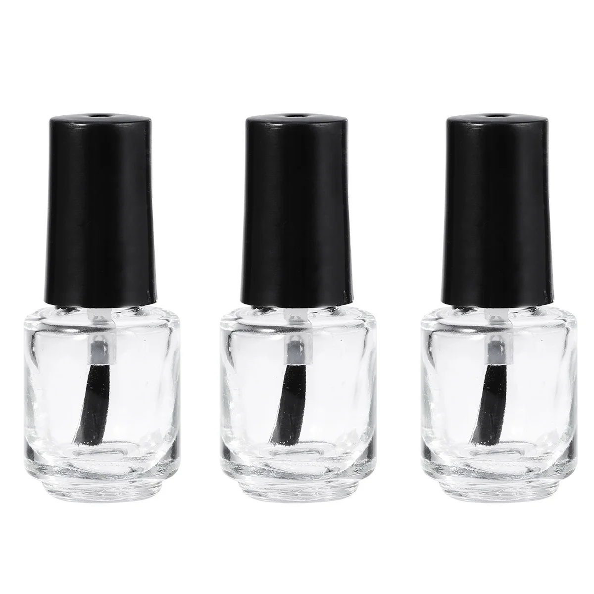 Botellas de esmalte de uñas de 20 piezas, vidrio transparente, Circular, 5Ml, tapa negra, cepillo, contenedor de uñas vacío portátil para embalaje DIY