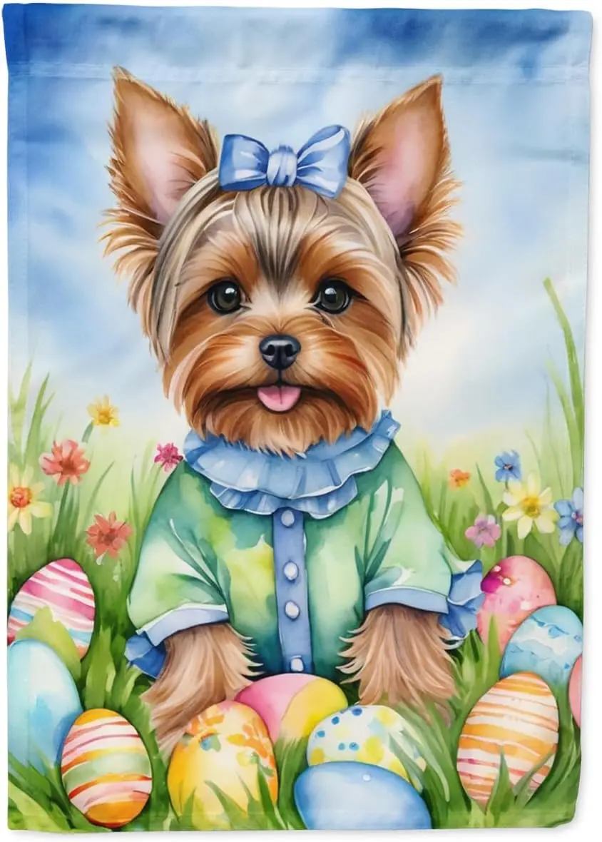 Caroline's Treasures DAC5214GF Yorkshire Terrier Easter Egg Hunt Garden Flag Mailbox Flag Decorative Yard Flag Banner Outsid