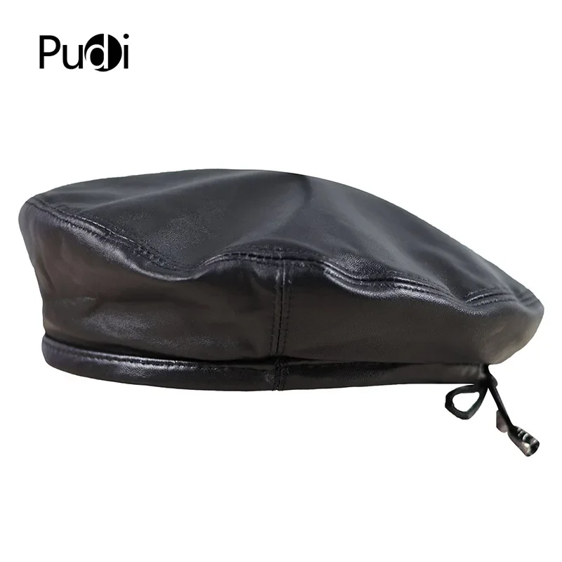 Pudi HL197 New Men Women Beret Hat Cap Geunine Leather Unisex Bucket Hats Caps Berets Beanies