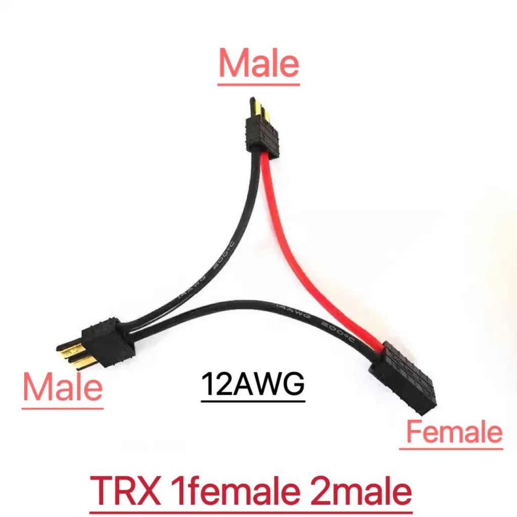 1PCS XT30 XT60 XT90 TRX T plug Connector Male to Female 10/12AWG  Battery Adapter Series Y Shape Rc Helicopter Connection Cable