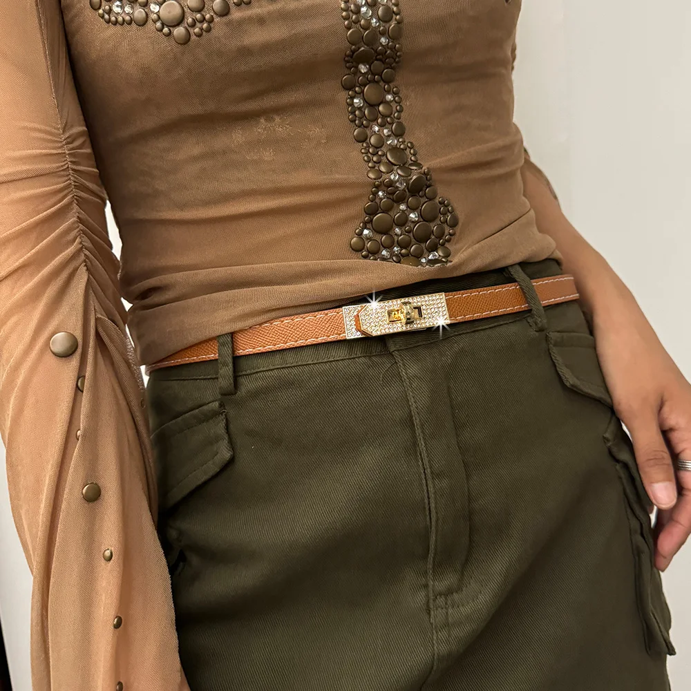 Adjustable Brown Waistband Designer Belts For Women High Quality Luxury Female Jeans Dress Belt White Strass Black Corset