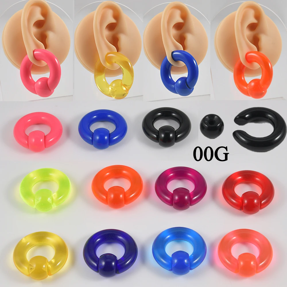 1PC 00G Duży duży rozmiar akrylowy BCR Giant Captive Bead Ring Ear Plug Expander Gauge Męski przegroda nosa Piercing Biżuteria do ciała