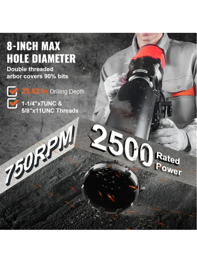 SIHAO Professionelle 750RPM Beton-Kernbohrmaschine mit Ständer Nass-Trocken-Diamantkernbohrgerät mit Überlastkupplung für Stahlbeton-Mauerwerk