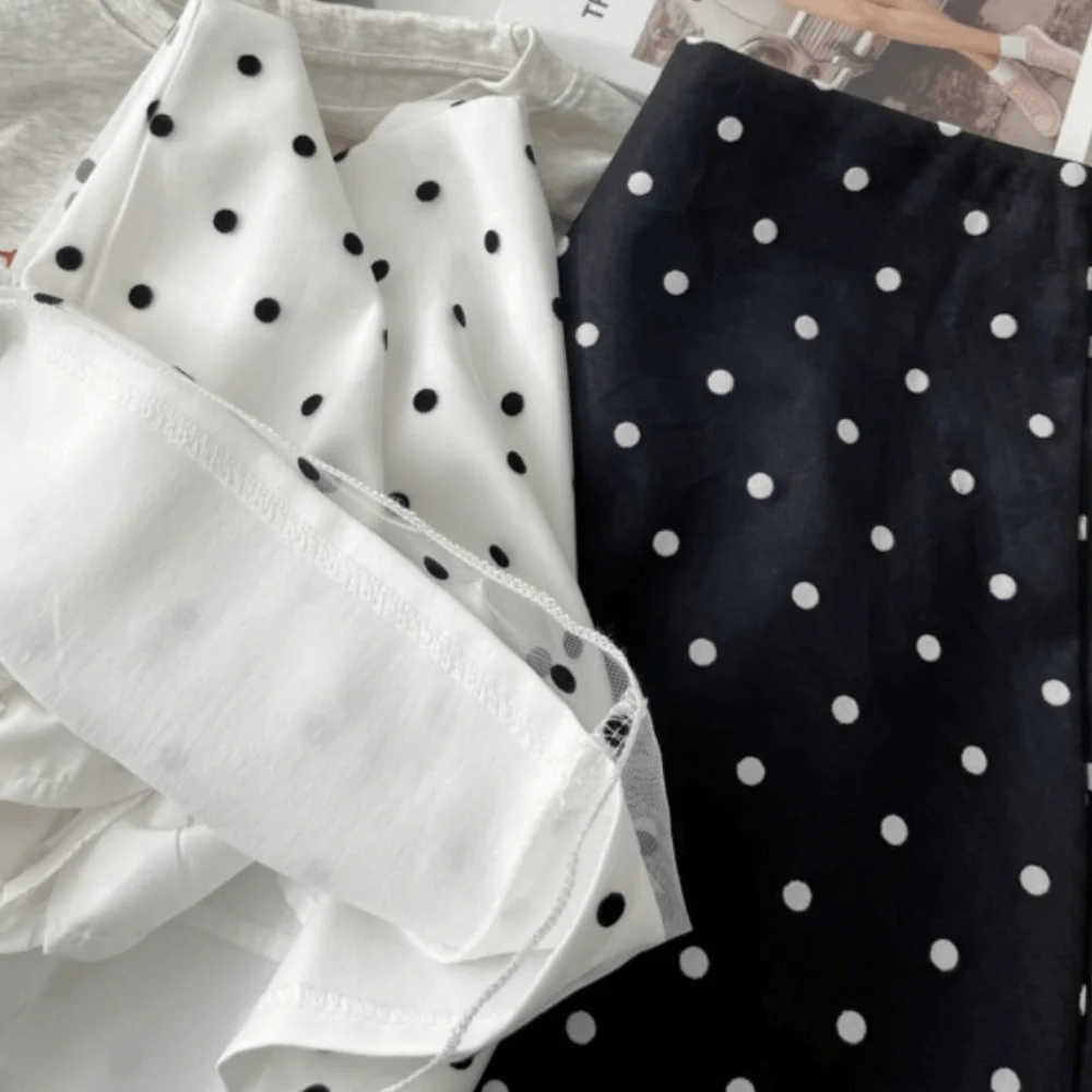 Dameskleding Vintage Polka Dot Rok Rits Koreaanse stijl Hoge taille rok Casual Bodycon Minirok Preppy stijl