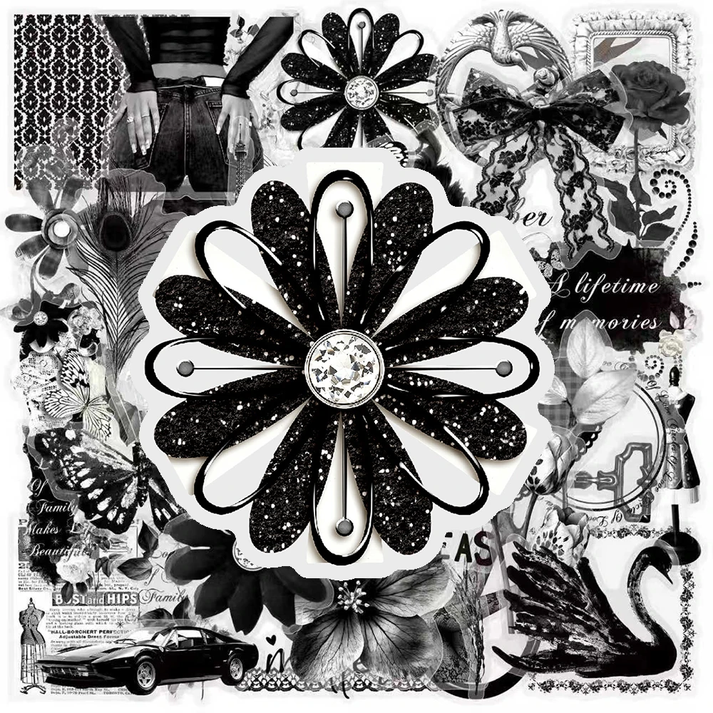 

10/30/50pcs Black White INS Style Art Cartoon Stickers Aesthetic Decals DIY Motorcycle Motorcycle Notebook Cool Graffiti Sticker