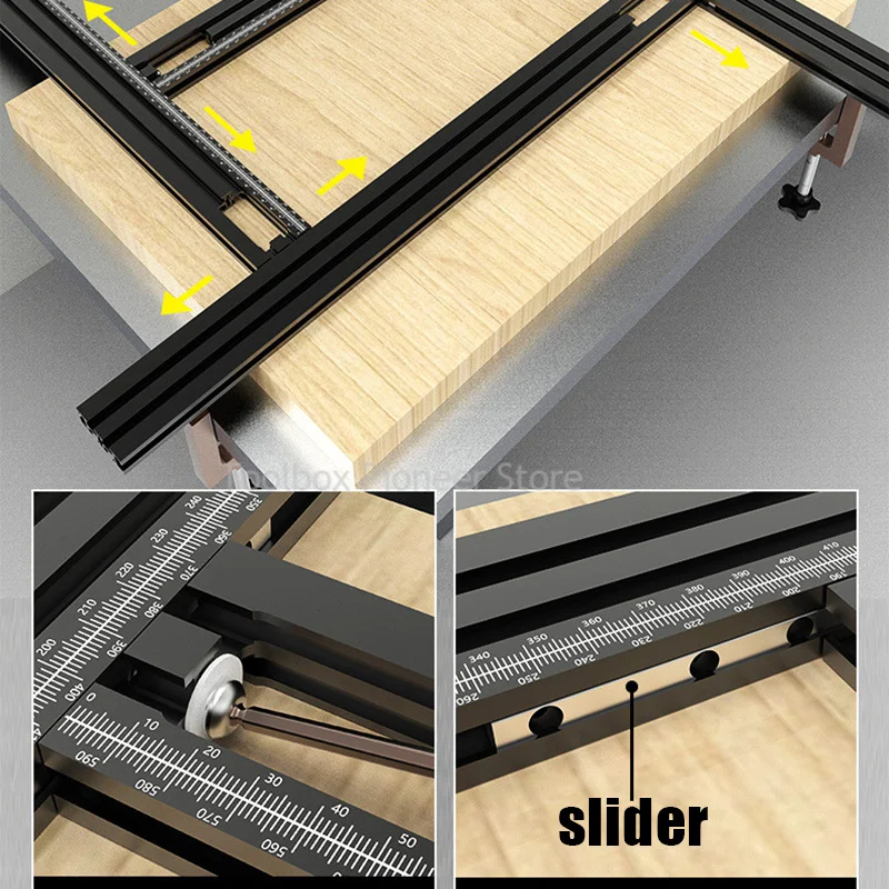 Imagem -02 - Guia de Corte Máquina Fresadora Gravura Gabarito Corte Guia Ferroviário Ajustável Aparador Auxiliar Trilho Guia Ferramentas para Trabalhar Madeira