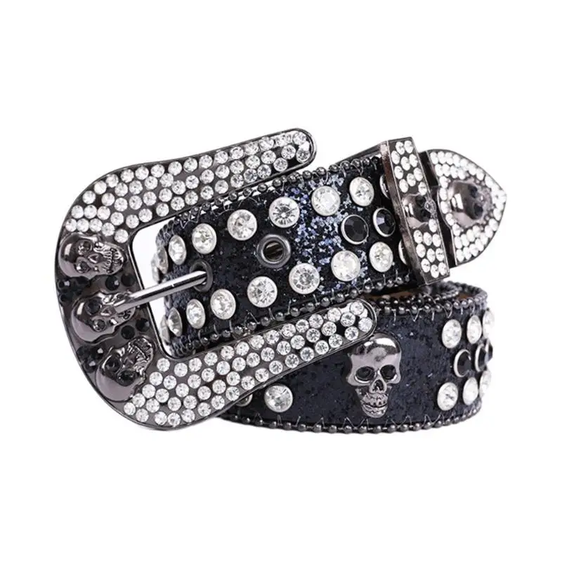 39BD Women Belts with Head Skull Buckle Light Luxury All-match Waistband