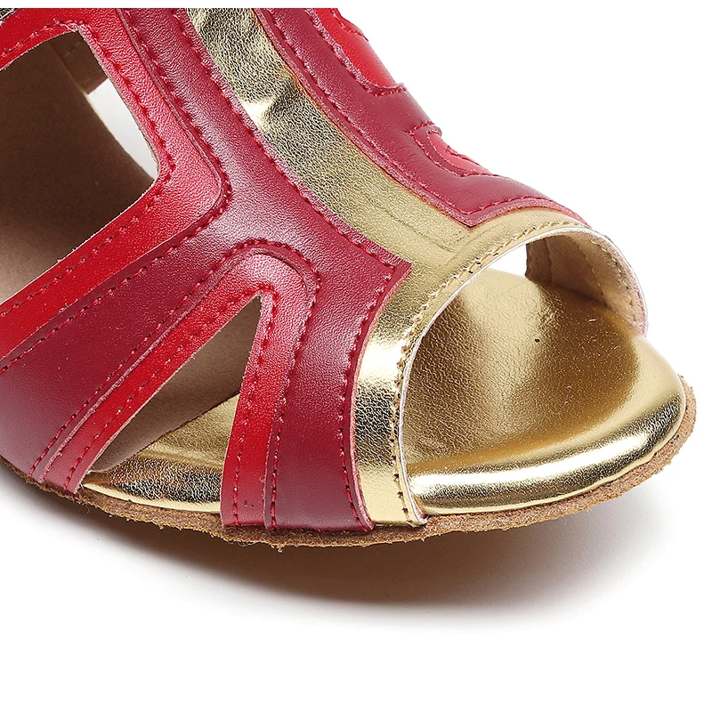 Woman Red golden Dance Shoes Girls High Heels Leather Suede Rubber Summer Sandals Salsa Jazz Latin Dancing Sheos6-11cm