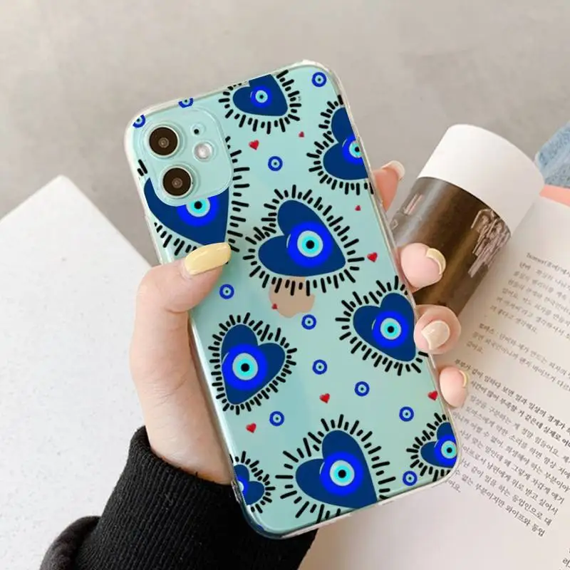 Funny Turkish Lucky Blue Evil Eye Phone Case For iPhone 13 14 Pro Max XS XR 12 11 Pro 13 Mini 6 7 8 Plus Soft Clear Back Cover