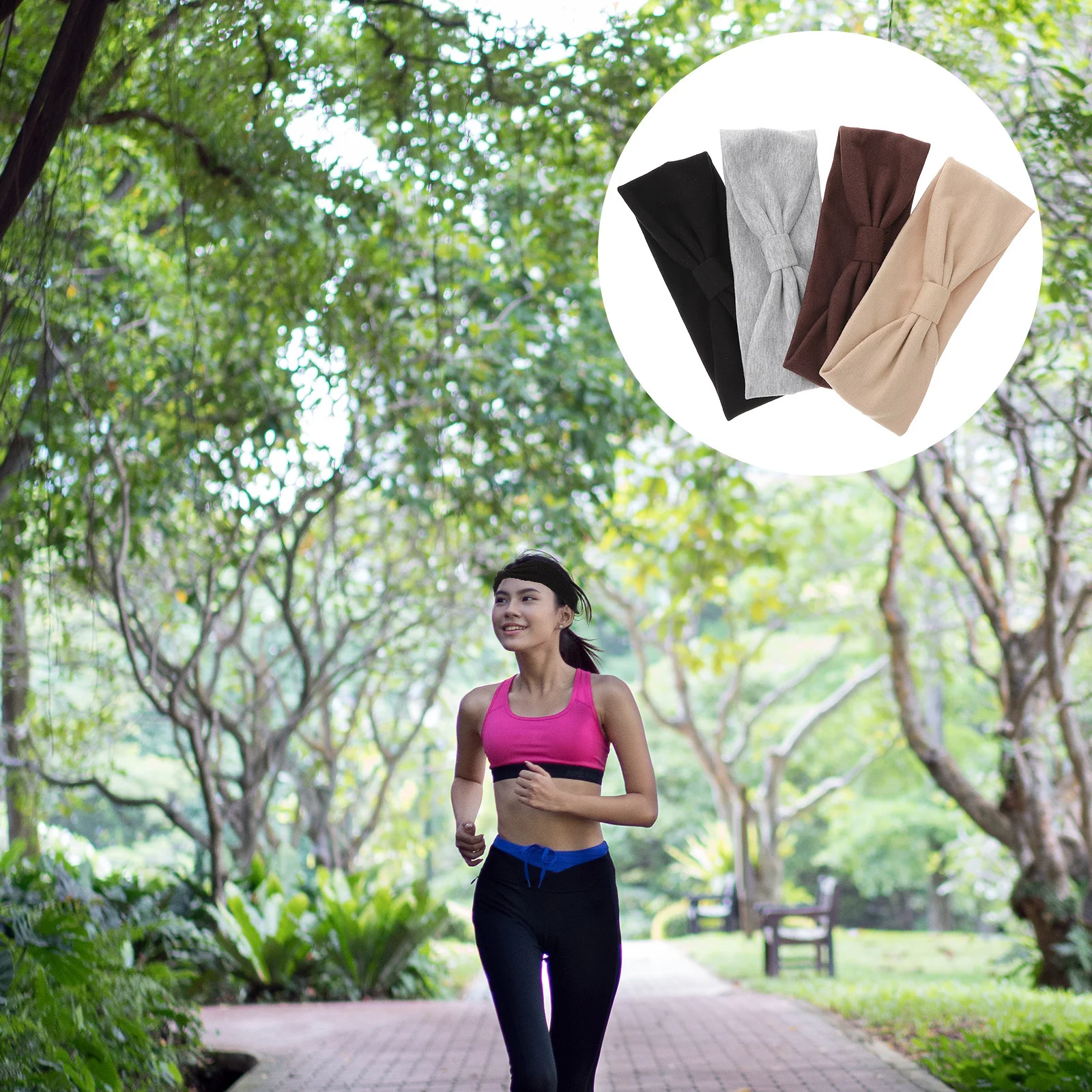 

4 шт., широкие повязки на голову с узлом, эластичная повязка на голову для йоги для женщин, нескользящий, удобный, прочный, хлопковый материал, подходит для спа-макияжа