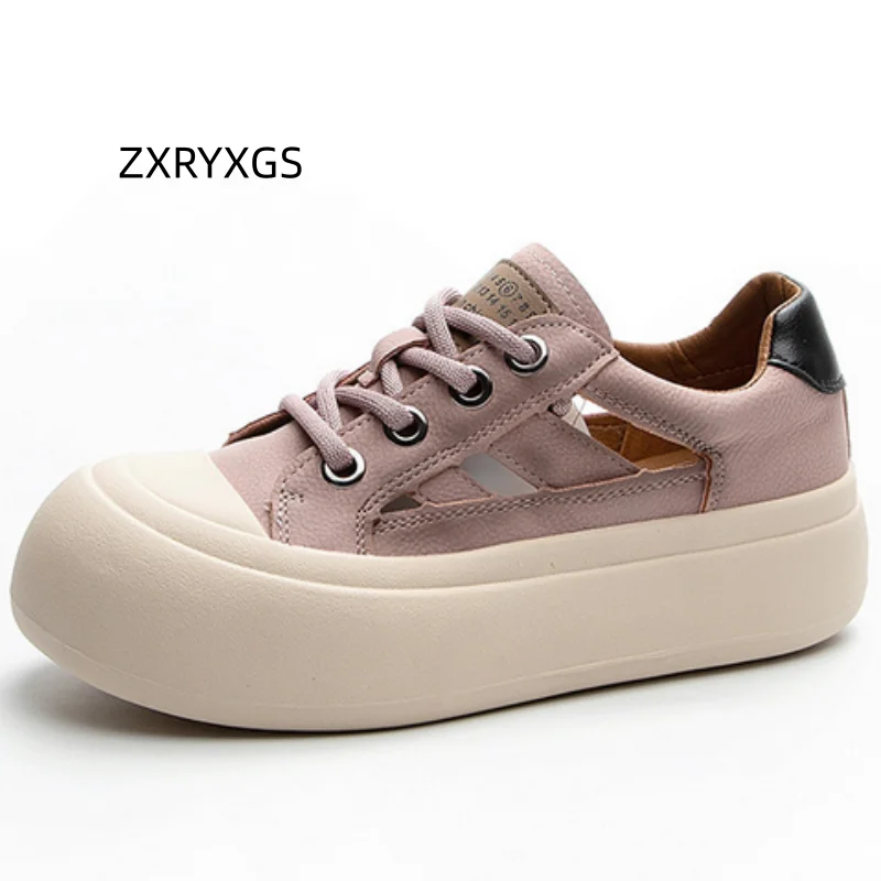 ZXRYXGS Premium Cowhide Flat Soft Sole platform Sneakers Casual