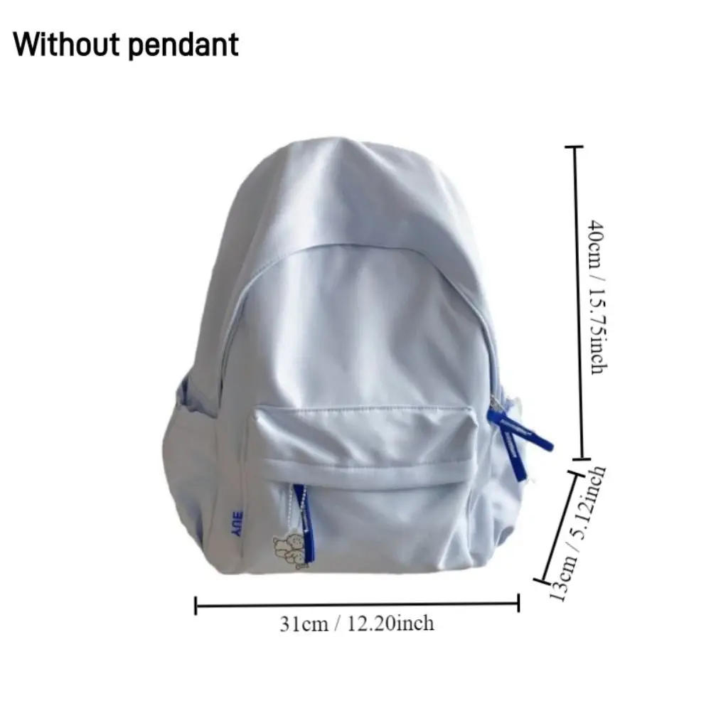 Large Capacity School Bag Fashion Solid Color Zipper Book Bag Nylon Student Backpack Students