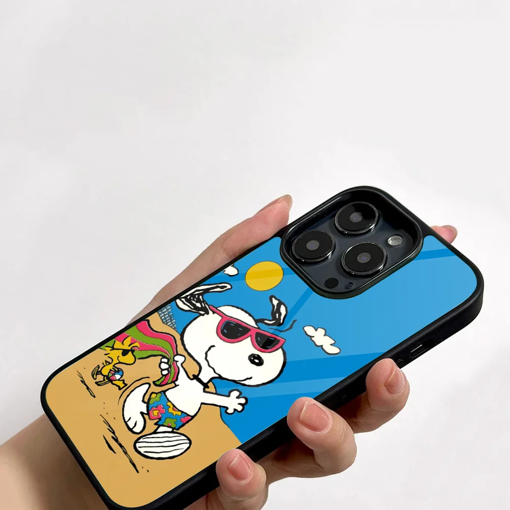 S-Snoopys Cartoon Phone Case For IPhone 11 12 13 14 15 16 Plus Pro Max Mirror Acrylic PC TPU Cover