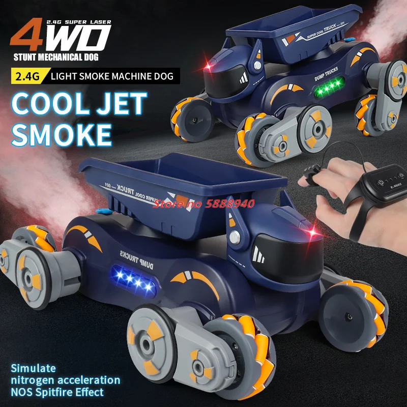 

2.4G Watch Control Robot Car Music Cool Lights Water Spray Swing Arms Stunt Car 2.4G 4WD RC Drift Car Remote Control Car Toys