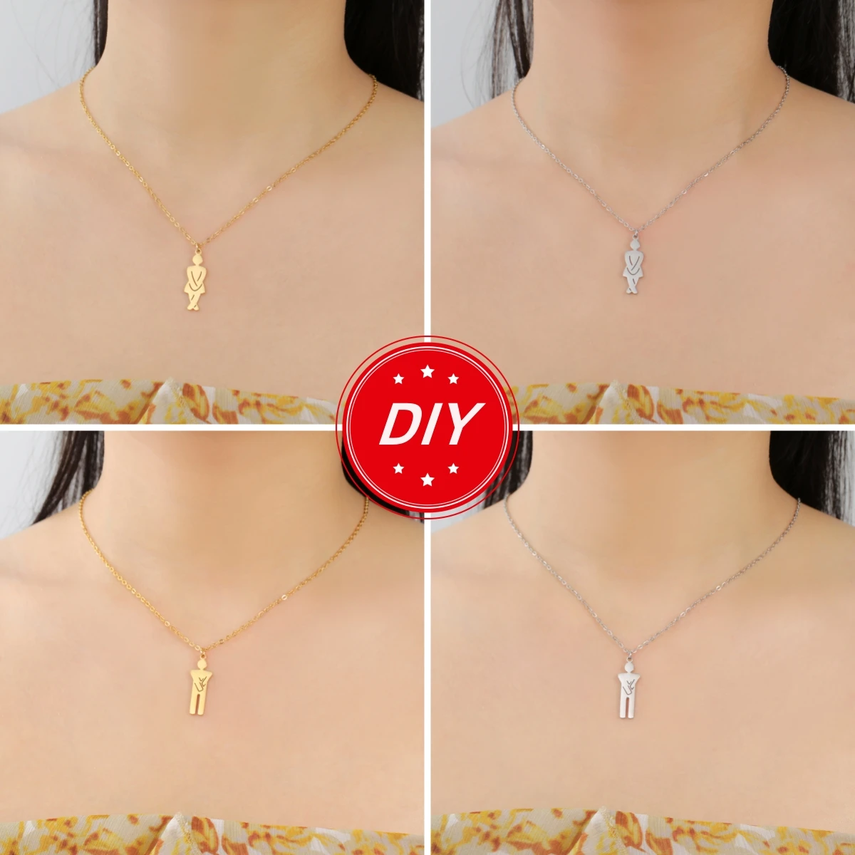 3pcs Stainless Steel Creative Funny Hip-hop Charms Woman Man Boys Girls Pendnats For DIY Jewelry Making Necklace Keychain Gifts image 3