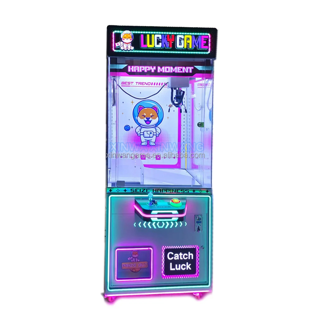 Colorful Lights Arcade Mini Crane Machine Lucky Prize Snack Catcher With Coin Bill Acceptor Game Console For Sale