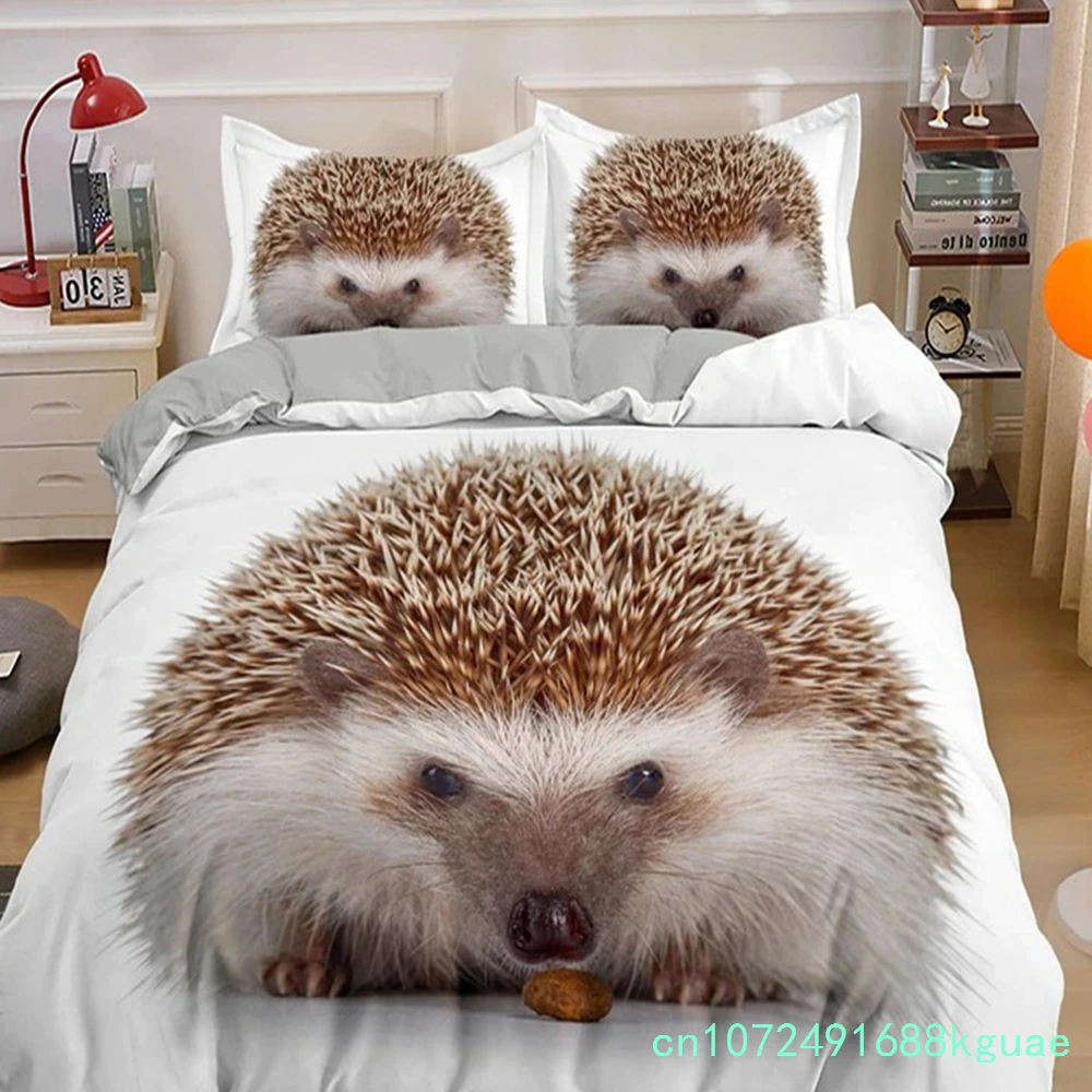 Hedgehog Duvet Cover King Queen 3D Lovely Animal Bedding Set For Kids Teens Adults Wildlife Quilt Cover Pillowcase Child Gifts