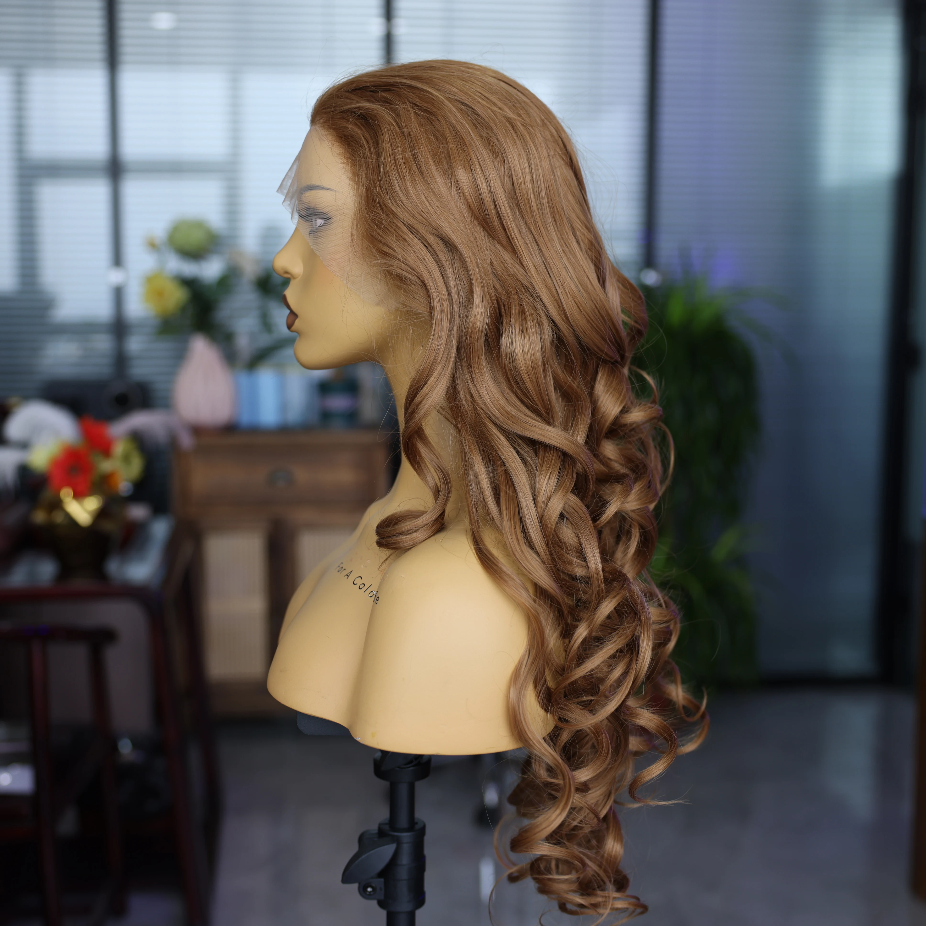 AIVA Front Lace Synthetic Wig Blonde Cosplay Wave Women\'s Wig Natural Light Photographing Mesh Cap Breathable Natural Hair Line