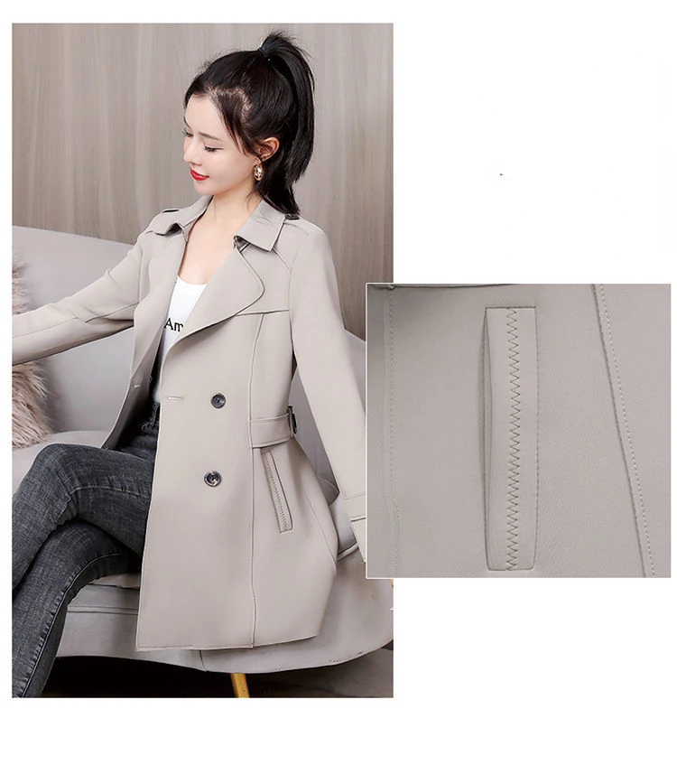 Spring and Autumn 2023 New Trench Overcoat Women Tailored Collar Outwear Pop Fashion Temperament Small Medium Length Coat