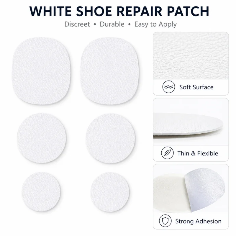 Self-Adhesive White Shoe Repair Patches, Sneaker Heel Anti-Wear Protector Stickers, Flexible Fabric Shoe Hole Repair Patches view 5