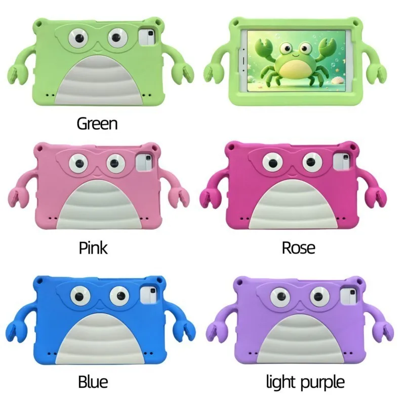

3D Cute Crab Shape Tablet Case With Pencil Holder For Lenovo Xiaoxin Tad E8 8.0inch Foldable Stand Protective Cover For Kids