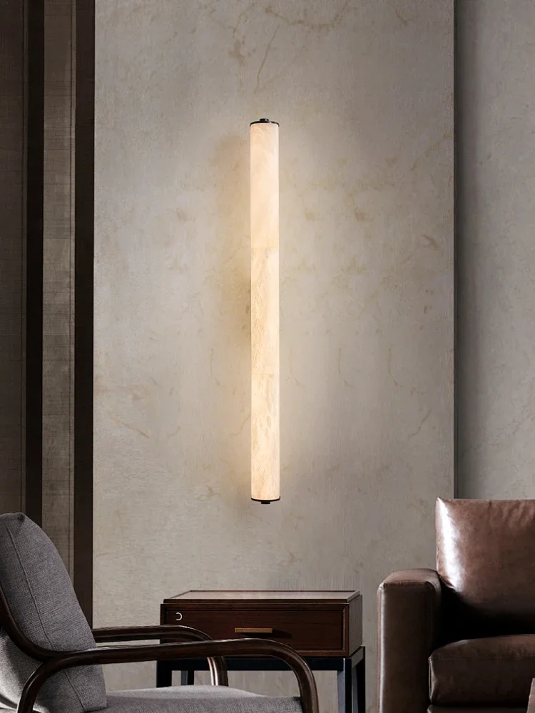 2025 Full Copper Spanish Natural Snowflake Marble LED Wall Lamp Modern Light Luxury Living Room Bedroom Bedside Balcony Lighting view 3