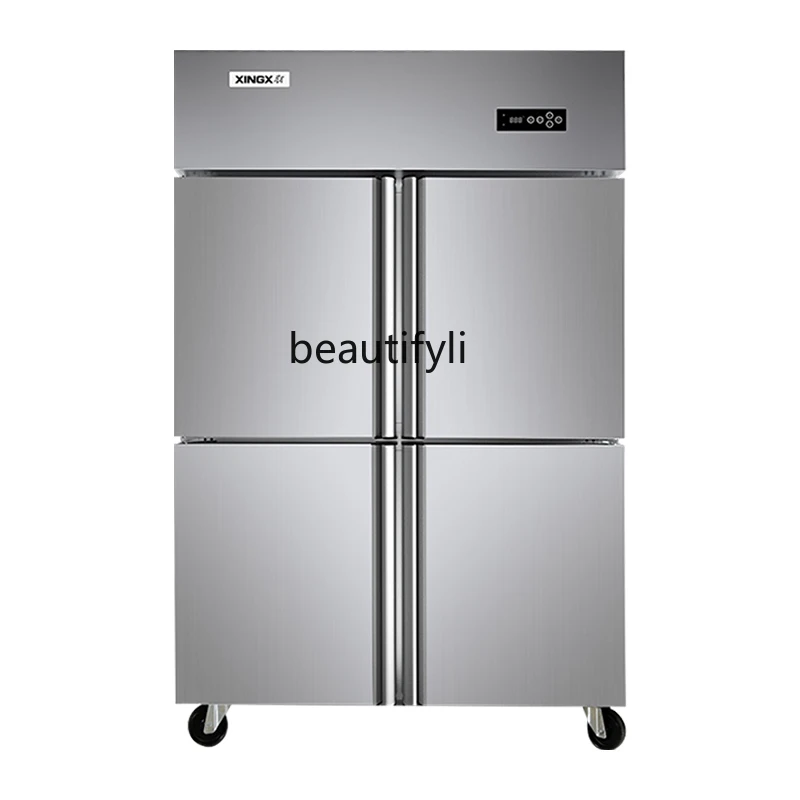 Double temperature four or six door refrigerator back kitchen canteen kitchen refrigerator   stainless steel