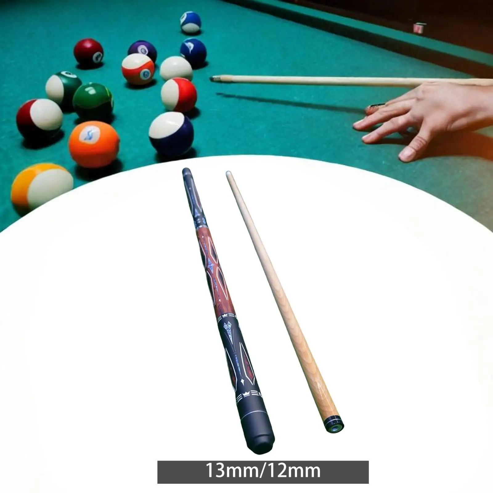 

Pool Cue Stick 145cm Wooden 12mm Tip Two Section Billiard Stick for Adults Training and Club Game